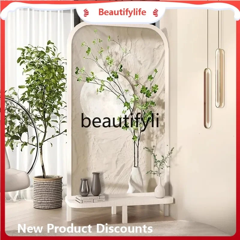TTT Cream wind movable screen partition living room Nordic green plant entrance entrance screen