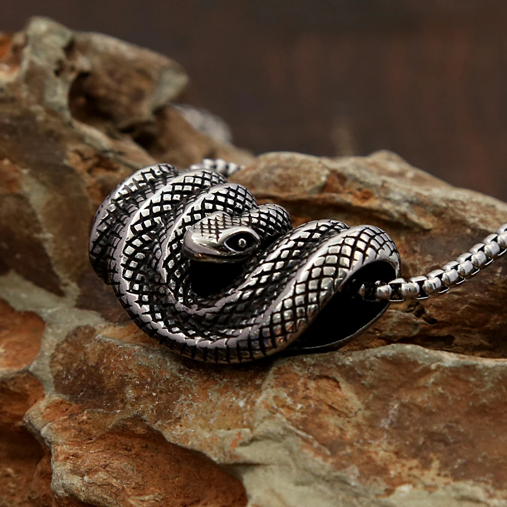 

New Style 316L Stainless Steel Snake Pendant for Men Women Unique Animal Necklace Fashion Amulet Jewelry Gifts Dropshipping