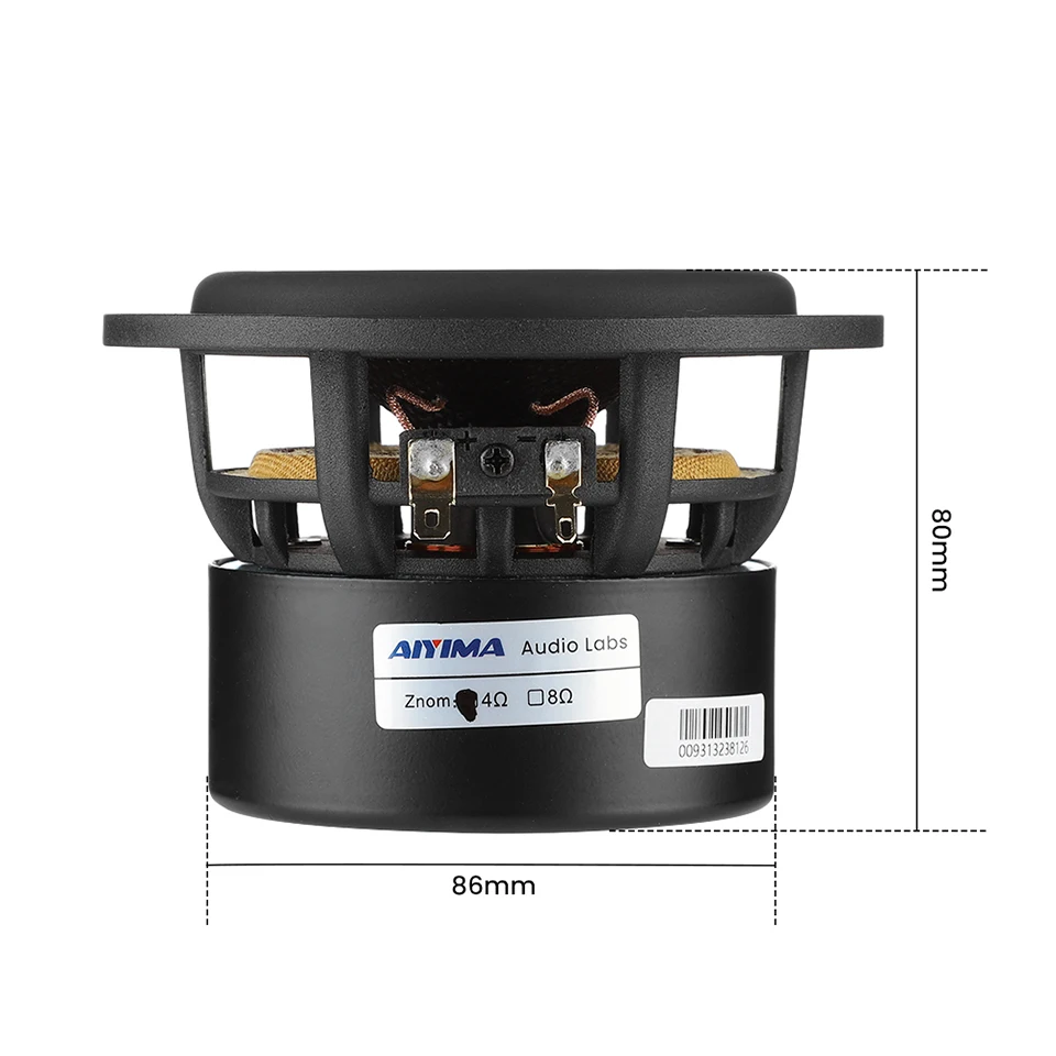 AIYIMA 1 Stück 4 Zoll Subwoofer Lautsprecher 4 8 Ohm 80W HiFi-Lautsprecher Audio Glasfaser-Membran Niederfrequenz Heimkino-Lautsprecher – Detail 7