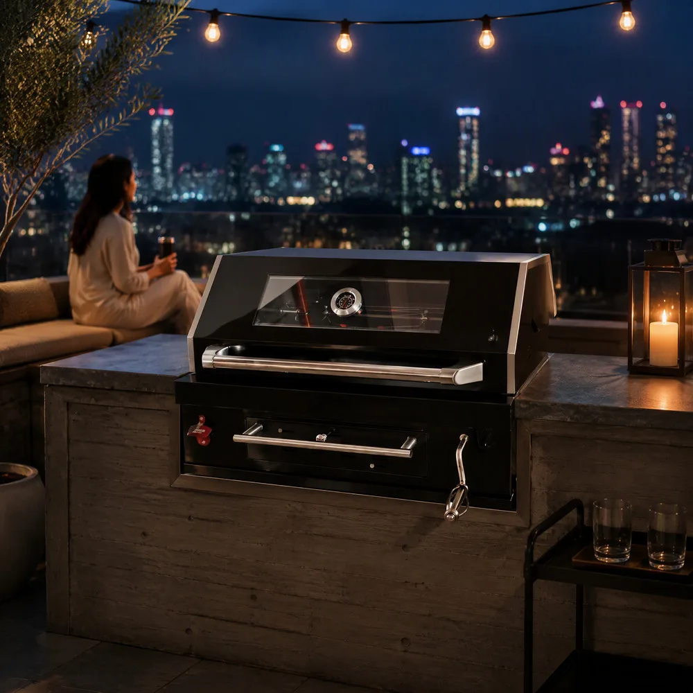 Modern Premium Stainless Steel Built-In BBQ Charcoal Grill Luxurious Modular Outdoor Kitchen Flame Safety Easily Assembled Grill