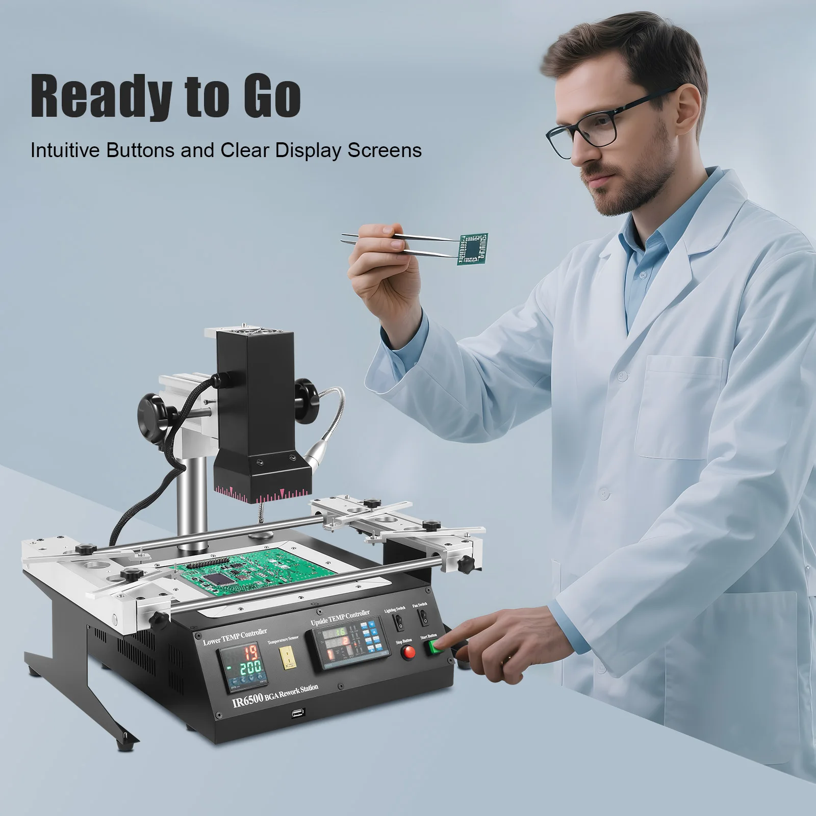 BGA Rework Station 1250W Welding Hot Plate IR Heating USB Connectivity Precision Welding Tool for BGA/CSP Repair