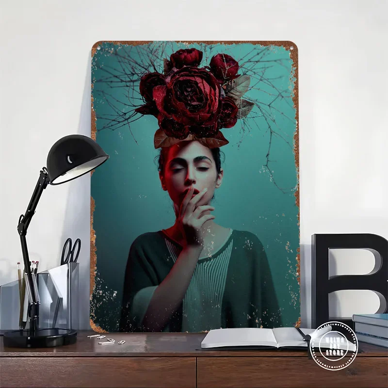Rose Headed Tin Plaque Poster Customized Wall Art Retro Vintage Metal Signs for Man Cave Room Decoration Garage Decorations Home