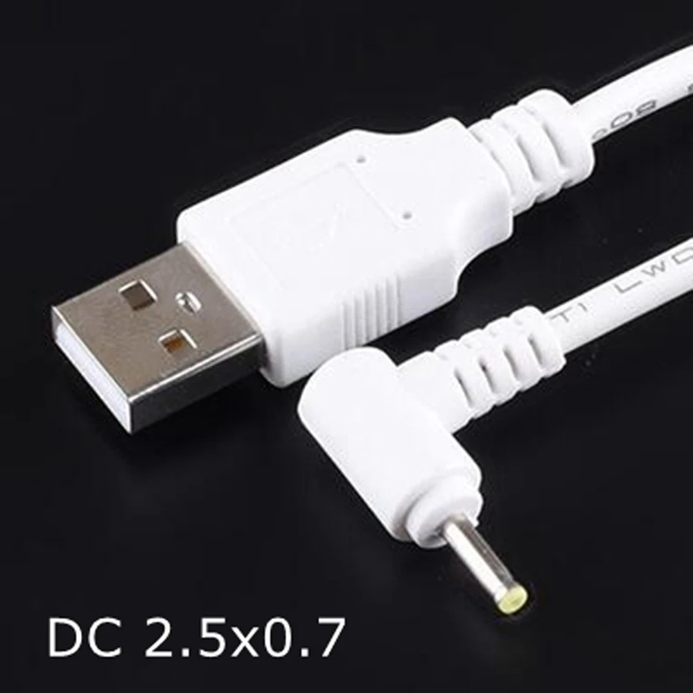 Witte USB a Male naar DC Voeding Plug Jack Verlengkabel Connector Verschillende maten inclusief 0,6 2,0 2,5 3,5 4,0 1,35 1,7 5,5