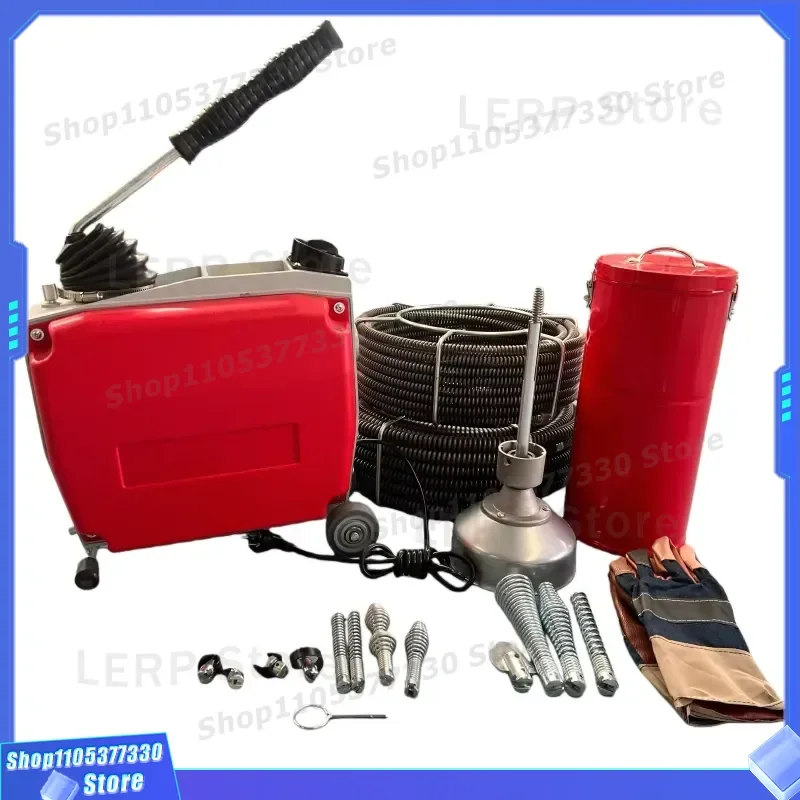 750W Electric Spring Pipe Dredger 40m Long Distance Sewer Cleaner for 50-200mm Diameter Drainage Pipes Professional Plumbing