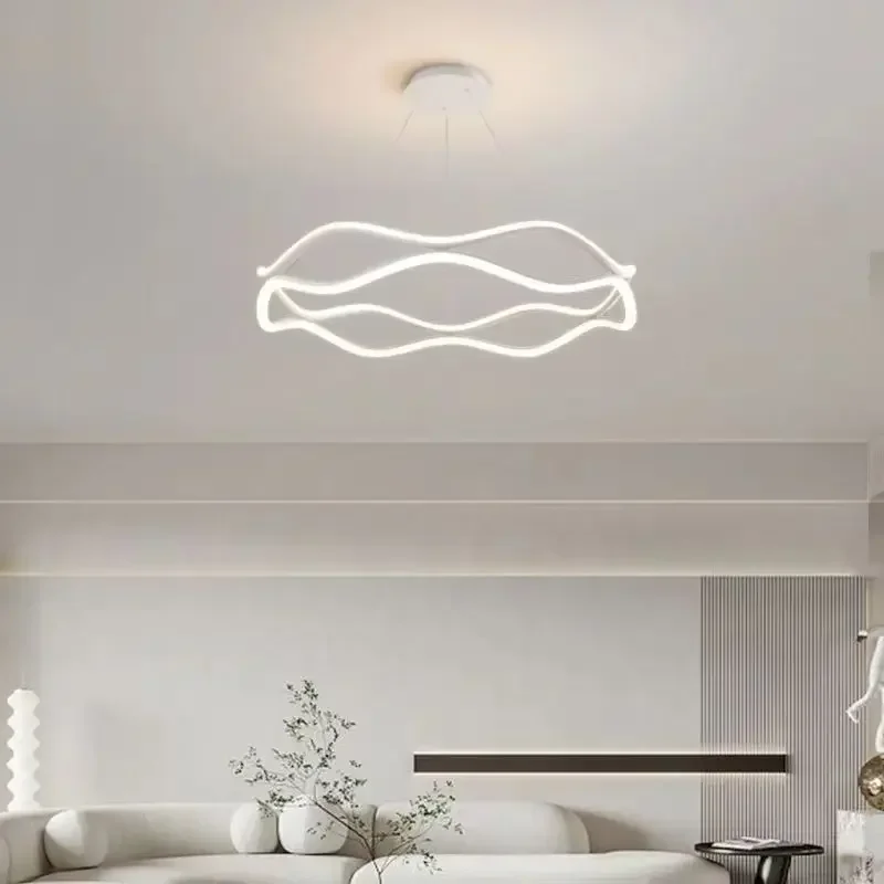 Modern LED Pendant Light Luxury Ring Chandelier for Bedroom Living Dining Room Indoor Hanging Lamp Home Decor Lighting Fixture