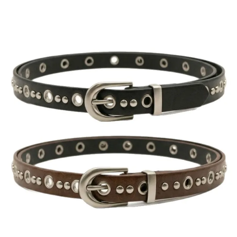 Fashionable High-End Versatile Studded Women’s Buckle Belt Niche Design Light Luxury Versatile for Dresses and Jeans