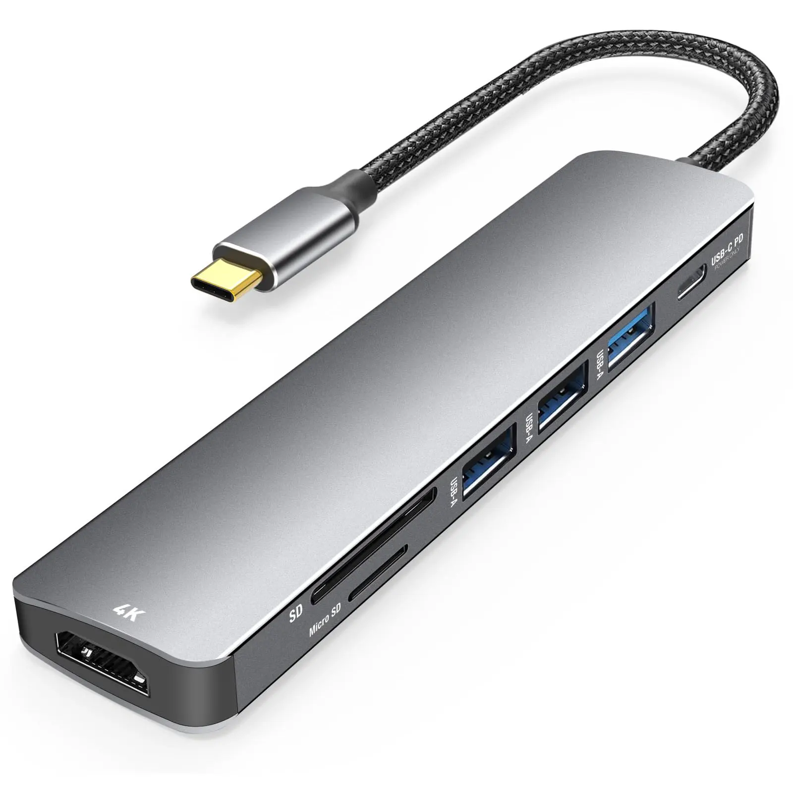 Hub Adaptador Usb-c 7 Em 1 Com Hdmi 4k Sd Tf 3 Portas Usb