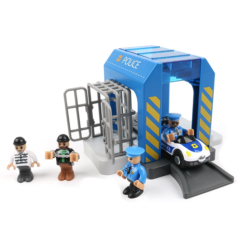 Rail Car Toy Car Wash Rail Car Set Train Scene Children Fire Station Police Station Simulation Toy Compatible With Wooden Track