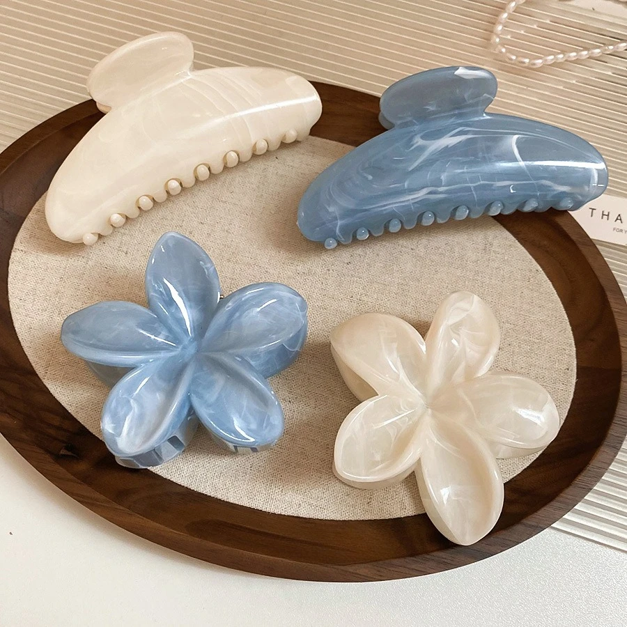 

Заколки для волос в виде цветка и краба, корейские гавайские модные пластиковые заколки-крабы для девочек, пляжные аксессуары для волос