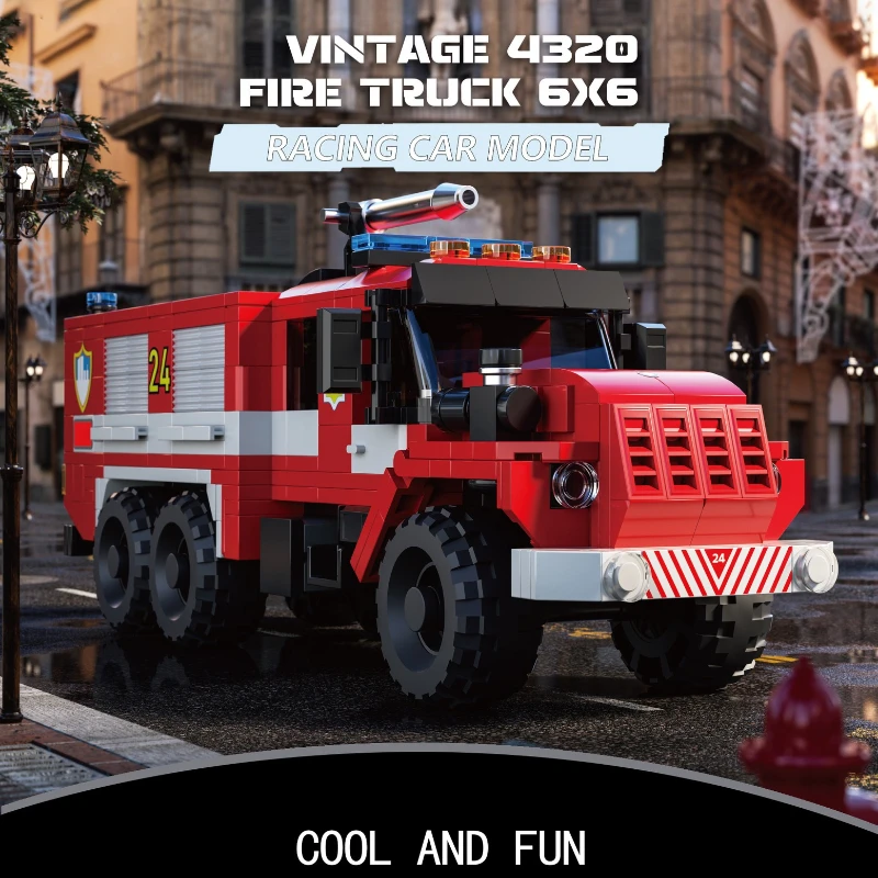 

Building blocks fire truck puzzle assembly creative display model boys and girl children's day gift toys