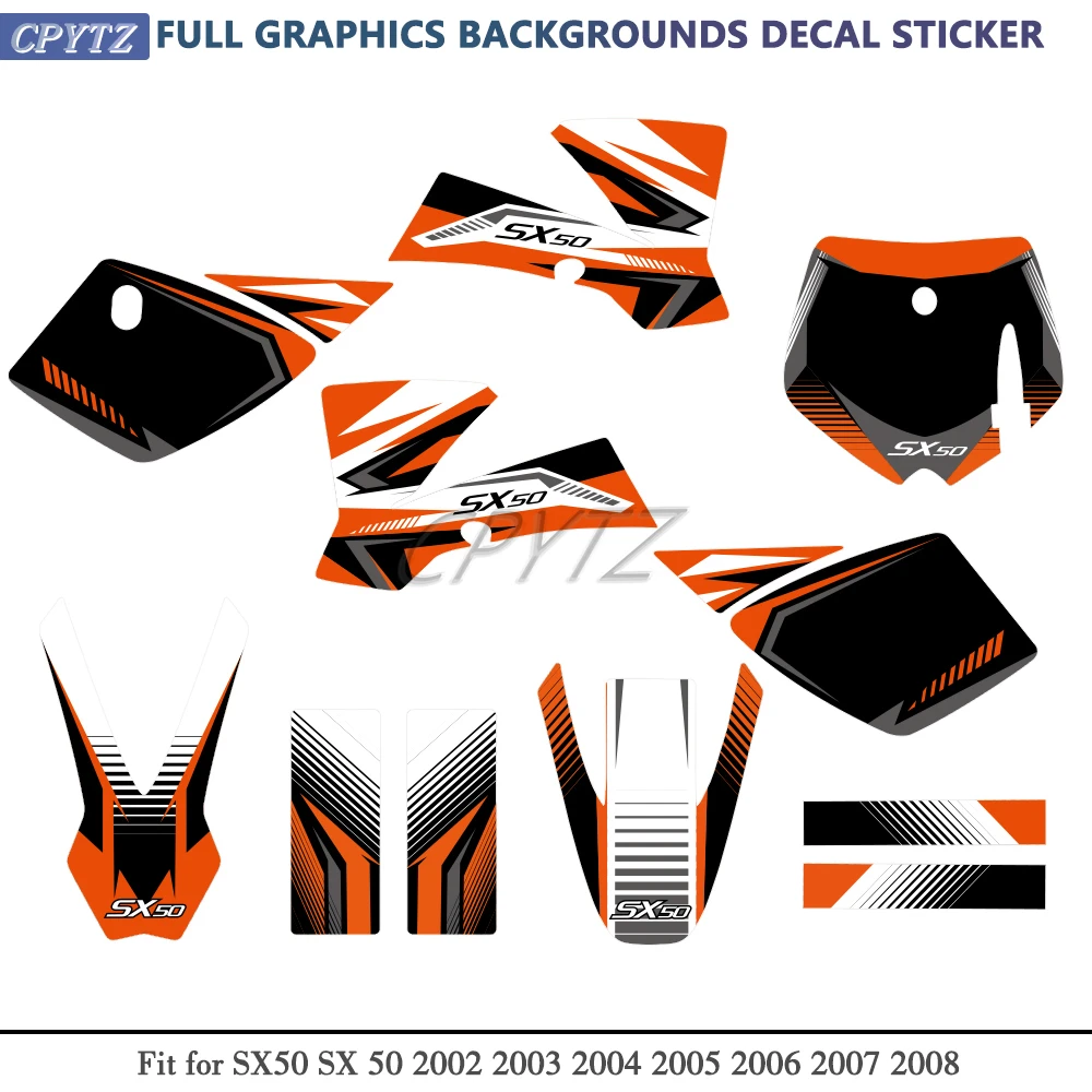 Motorcycle Full Body Decals Backgrounds Stickers Graphics Kits Fit For SX50 SX 50 2002 2003 2004 2005 2006 2007 2008