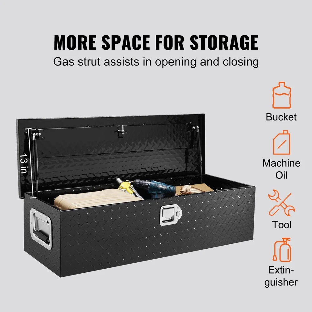 Heavy-Duty Aluminum Truck Tool Box 39x13x10 Waterproof Rust-Resistant Lockable Storage Solution Tools Equipment RVs Trailers