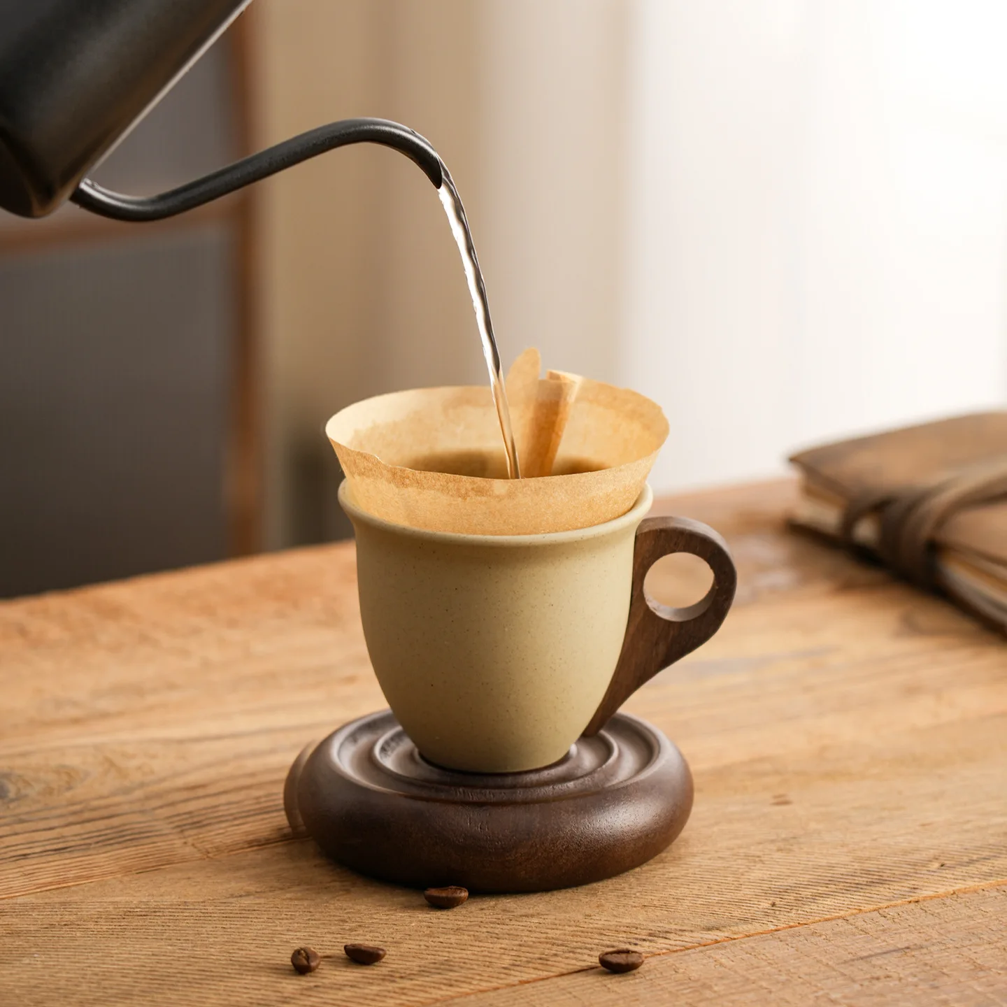 Retro style coffee cup set, niche high value afternoon tea, exquisite latte coarse pottery water cup gifts,