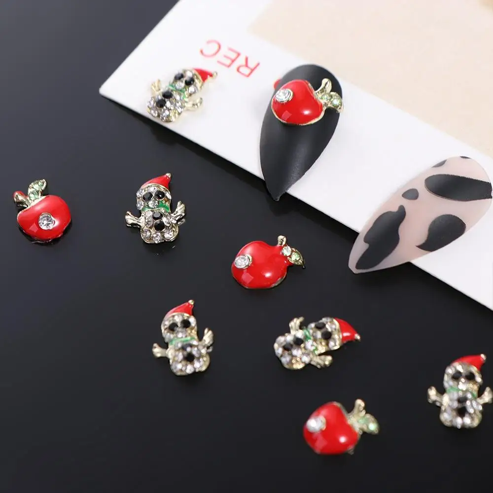 5 pezzi/set trapani per unghie 3D natalizi decorazioni per unghie rosse natalizie ciondoli per nail art di Natale strass per unghie natalizi