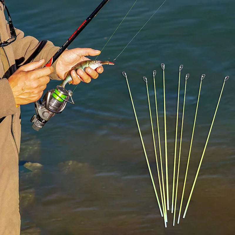 5Pcs 42CM Boat/Raft Rod Tip Spare Tail Fiberglass Refit Replacement Fishing Rod Tip With Top Ring Fishing Gear Accessories