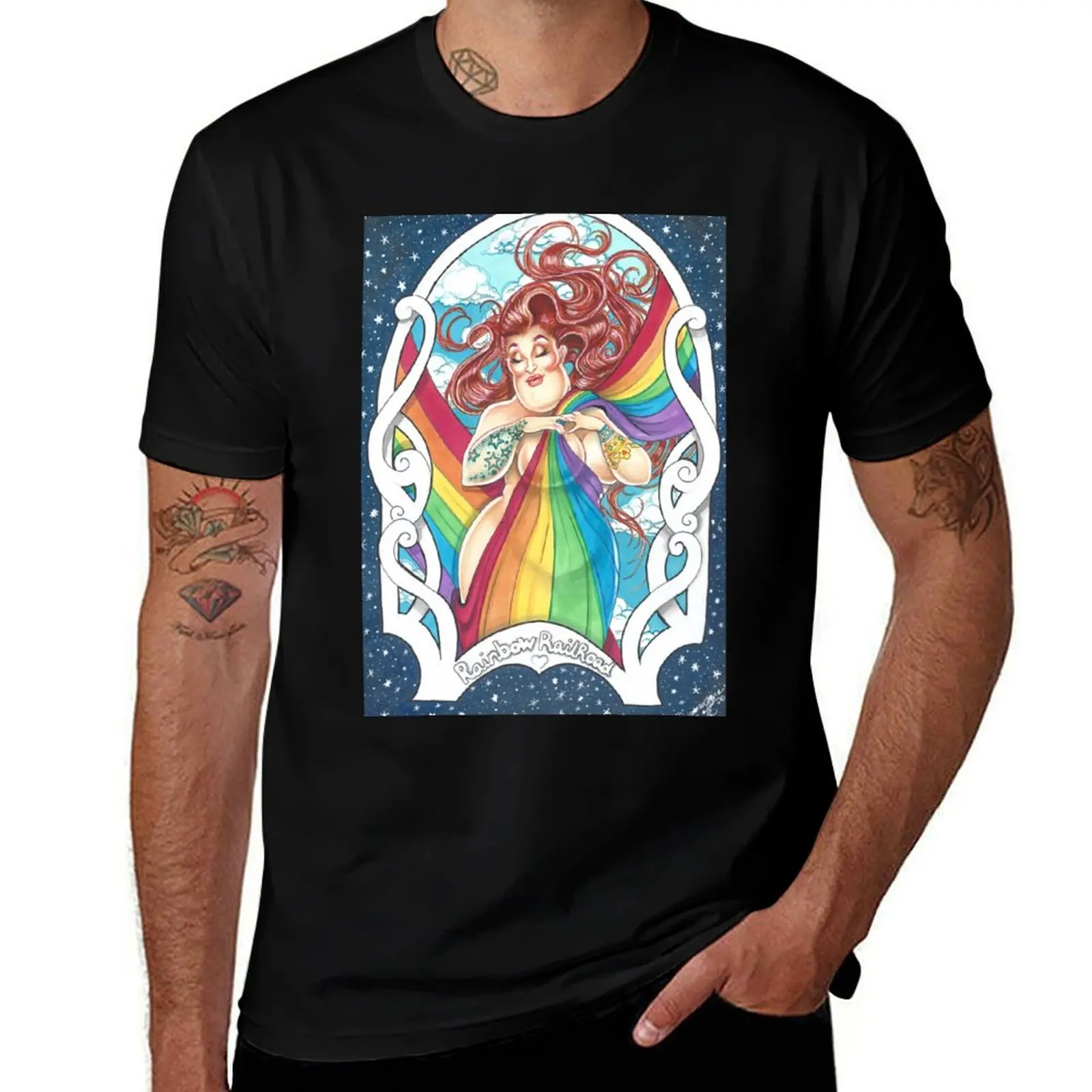 

Rainbow Railroad by Denise Gjernoe T-Shirt t shirts for man cotton man t shirts for men anime t shirts for man T-Shirt