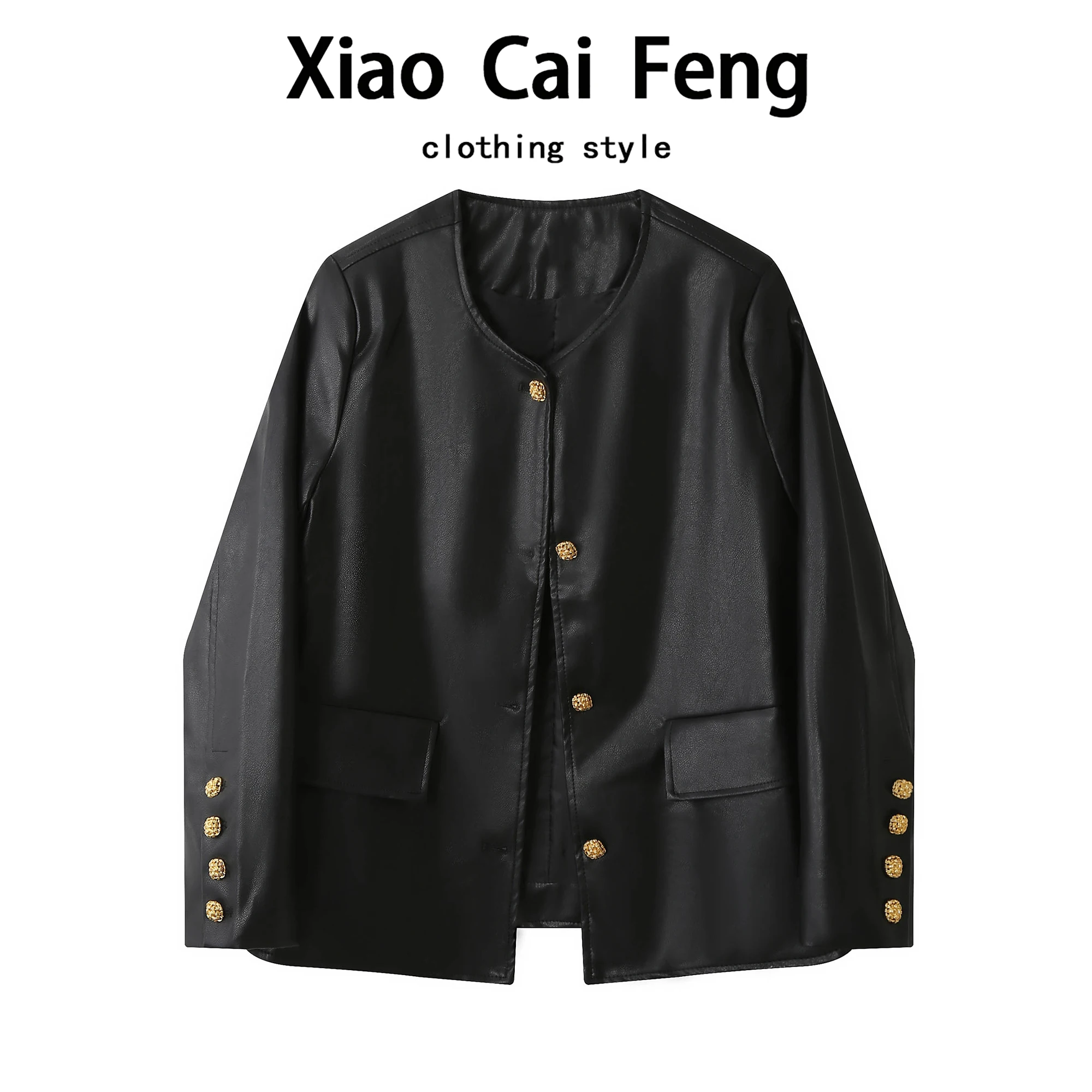 Ele Bla PU Couro Jaet Feminino Primavera Outono Solto Casual redondo Ne Faionable Versátil Dr Qing a Po