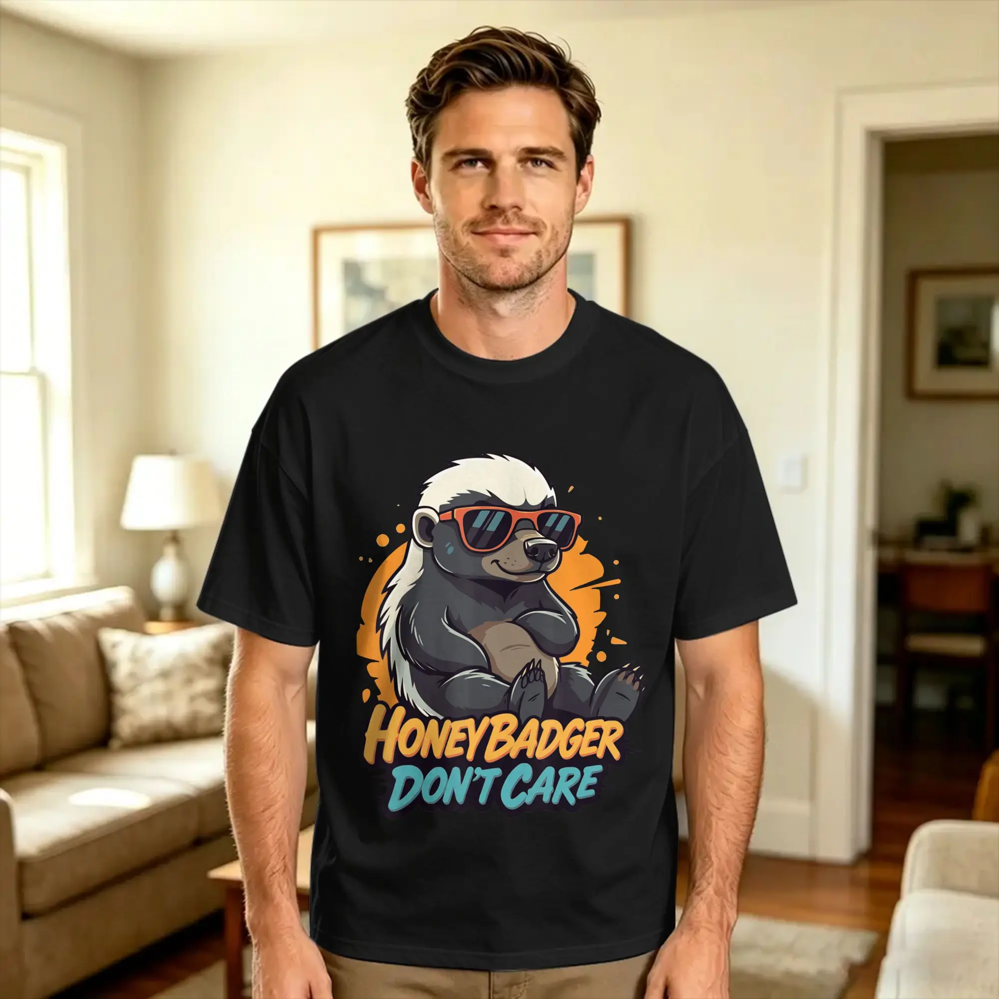 Honey Badger Don t Care Funny Zero Care Honey Badger Style T Shirt Summer  100 Cotton T-Shirts For Men's Design Tee Shirt Short