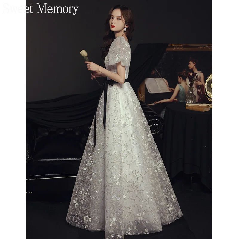 N130 Customized Square Collar White Dress Long Sweet Memory Princess Birthday Floor Length Cocktail Party Dresses For Women Girl