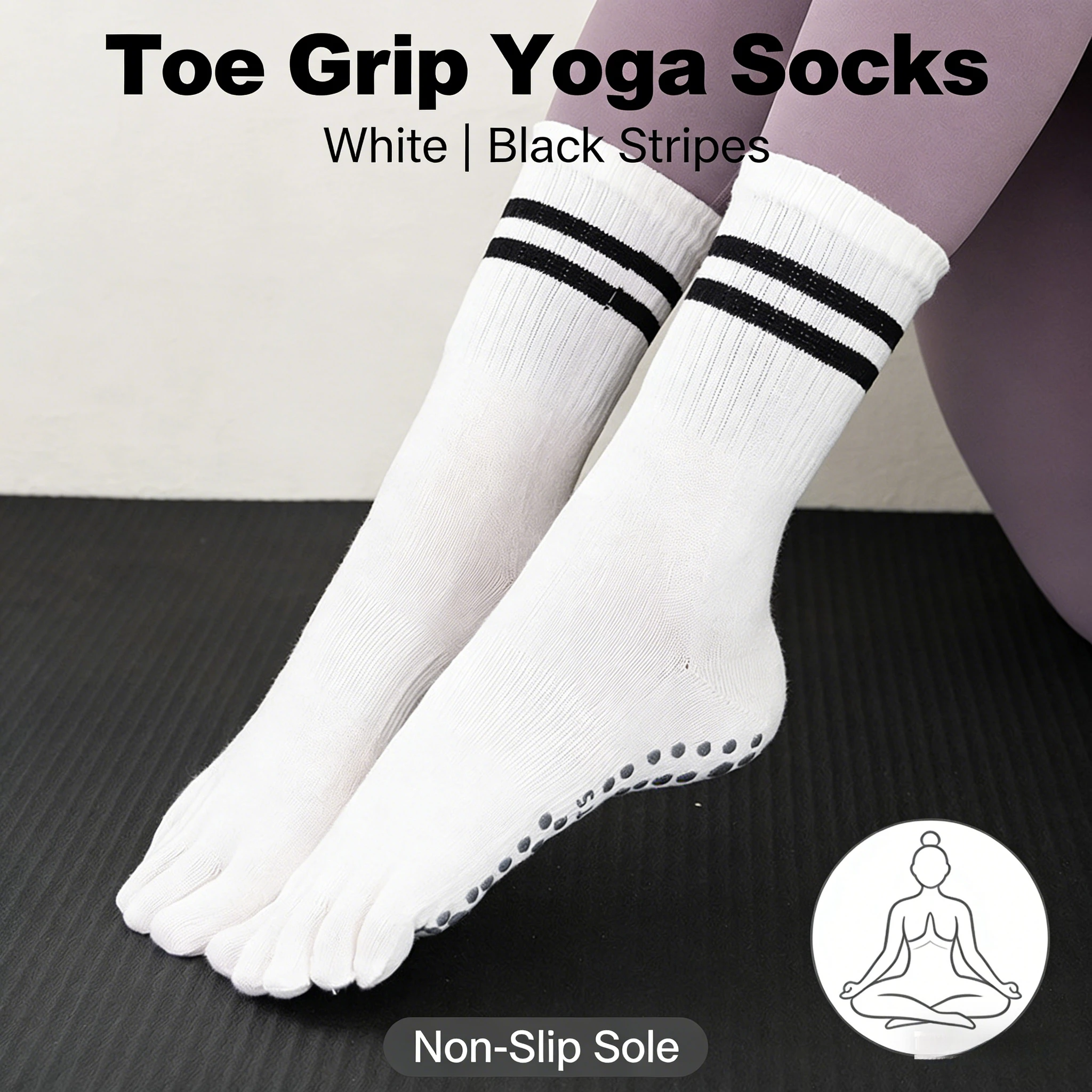 

Носки для йоги, нескользящие женские носки с пятью пальцами, спортивные носки для бега, фитнеса, скакалки, давление средней трубки, пилатес