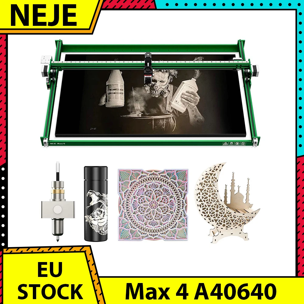 NEJE Max 4 A40640 Laser Engraver, 12W Zoom Output, Auto Air-Assist, 0.001mm Drive Accuracy, 750mm/s, 4-Axis, 750*460mm