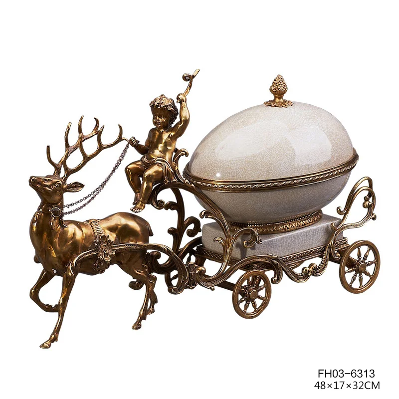 Creatief ontwerp Vintage klassiek antiek messing keramiek, vaas