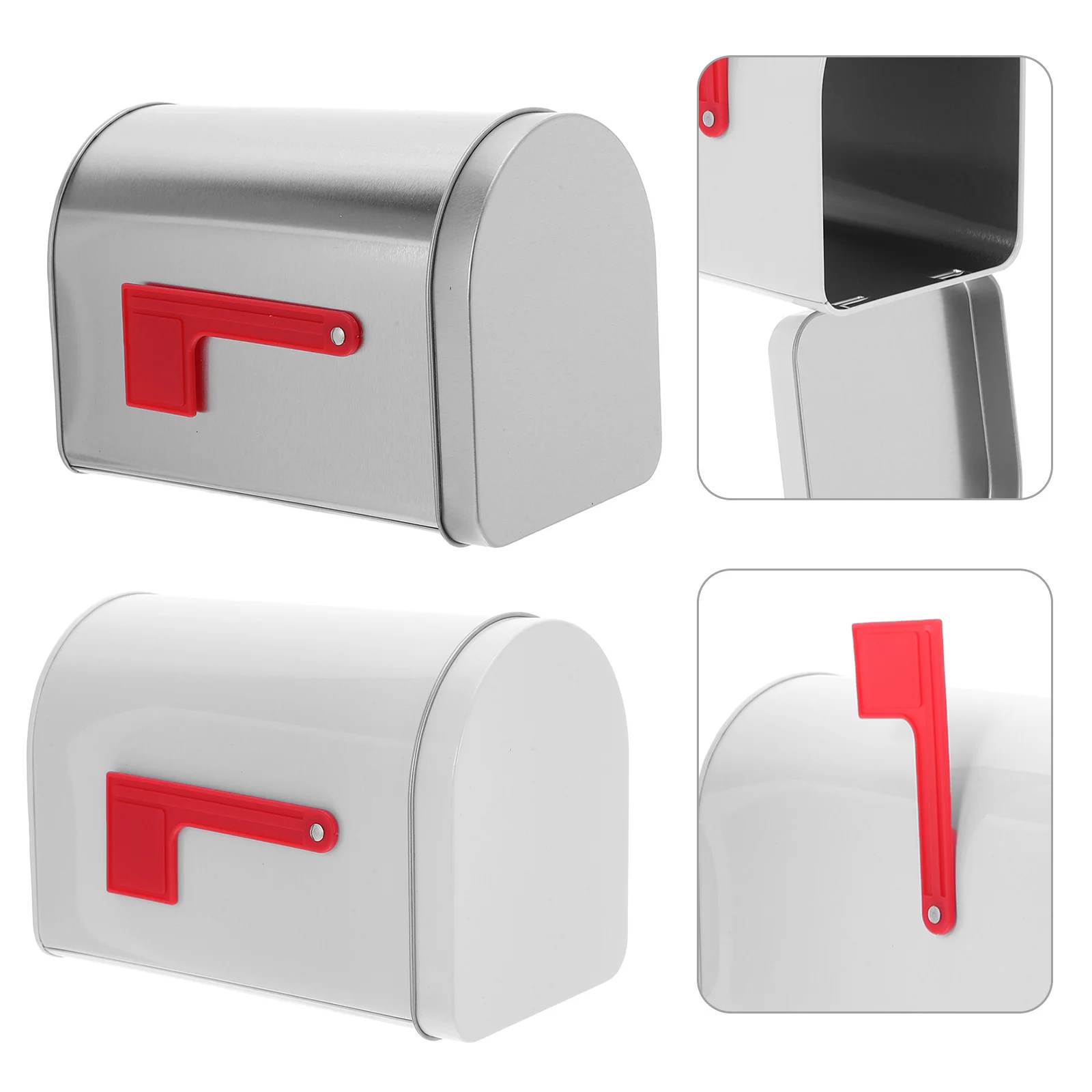 

2Pcs Tinplate Mailbox Versatile Miniature Storage for Letters Treats Playful Addition to Any Space Tinplate Mailbox