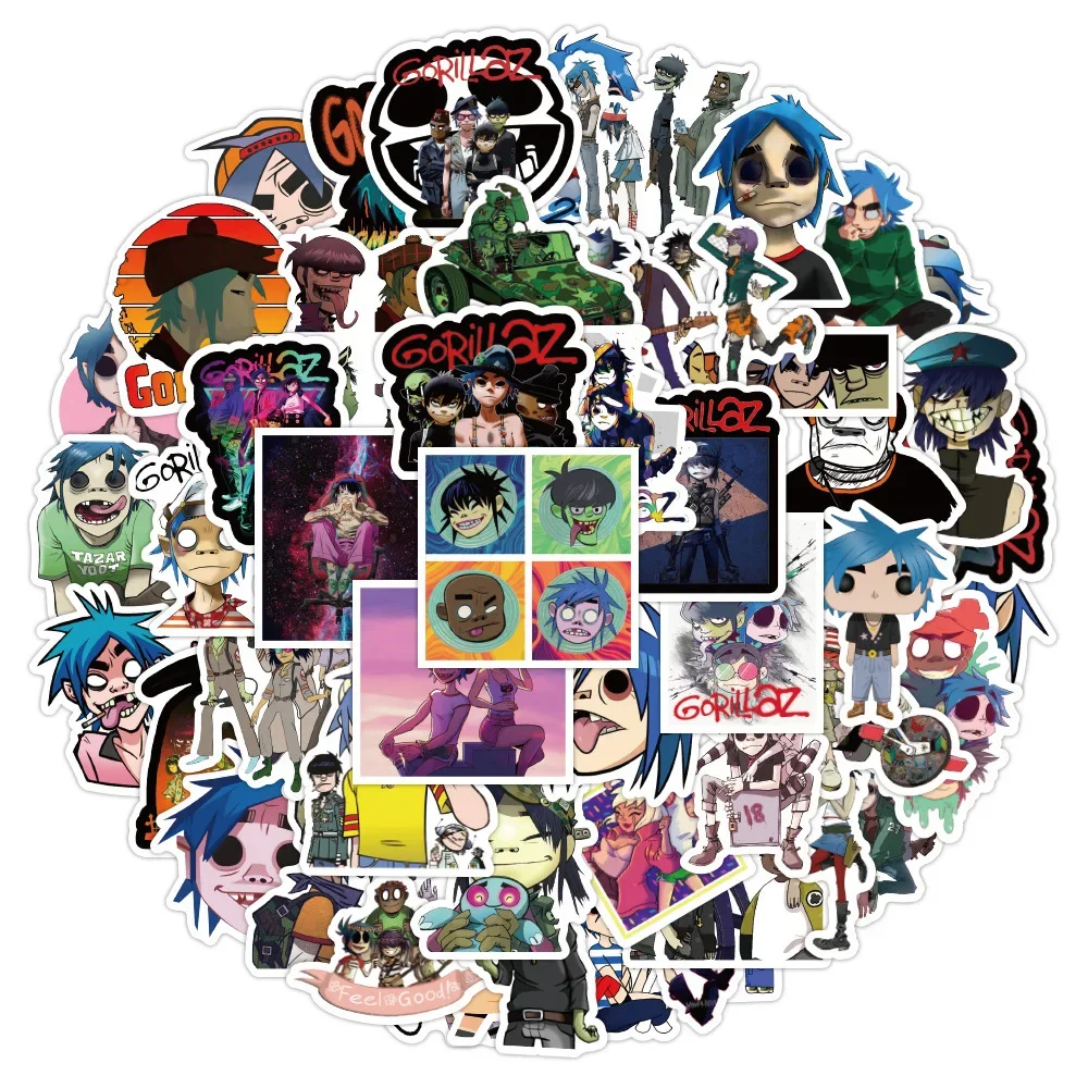 52PCS Gorillaz Band Aufkleber Musik Graffiti Aufkleber Dekoration Koffer Scrapbooking Telefon Laptop Schreibwaren Kind Spielzeug Aufkleber