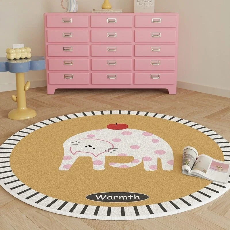 

Cartoon Cat Animals Playmat Round Shape Floor Mat for Children Kid Foot Pad Living Room Soft Fluffy Carpet for Bedroom Rugs