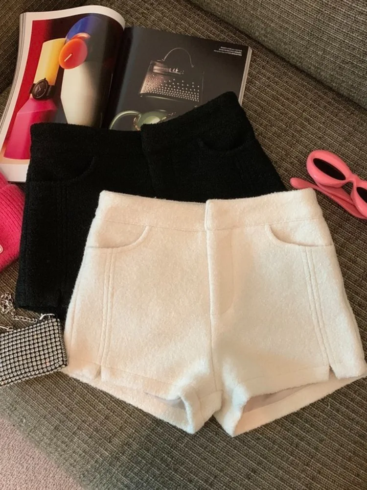 Lässige Damen-Ortungshose aus verdickter Wolle für Herbst und Winter, hohe Taille, Bootcut-Hose, gerades Bein, A-Linien-Rock, weites Bein