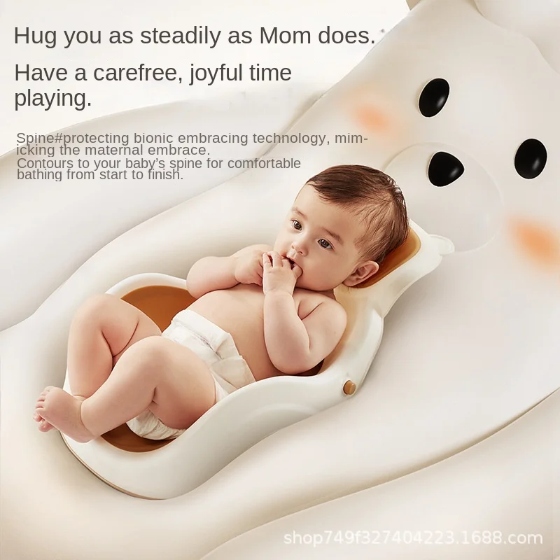 LazyChild Foldable Large Smart Temperature Sensing Baby Bathtub Reclinable Newborn Bath Tub