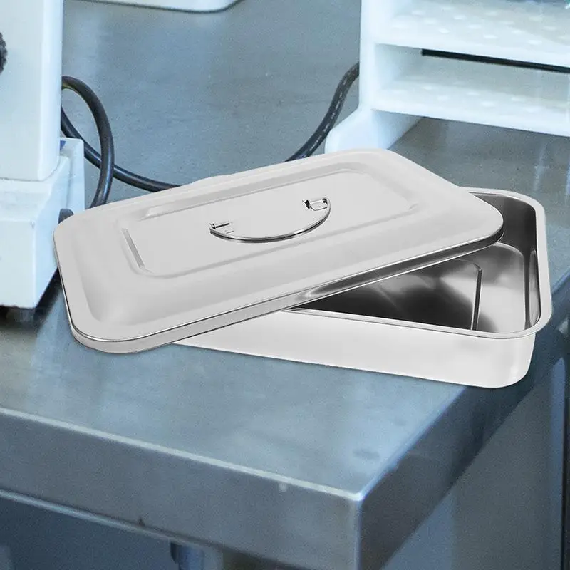 

Medical Disinfection Box Portable Rectangular Storage Container Case with Cover Silver Stainless Steel Boxes Silver Container