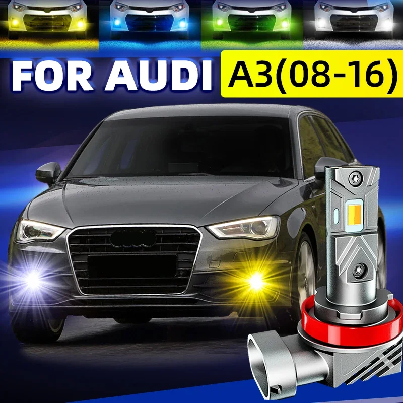 2pcs Car LED Front Fog Lights Bulbs Dual Colors Switchback White Yellow For AUDI A3 RS3 8P 8V 12V 2008 2009 2010 2013 2015 2016