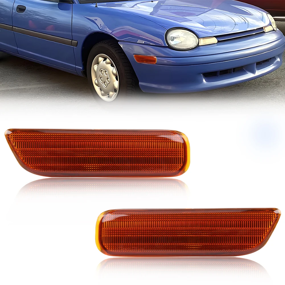 

2Pcs Front Corner Fender Light Reflector Side Marker Light Cover For 1995 1996 1997 1998 1999 Dodge Neon Plymouth Neon No Bulb