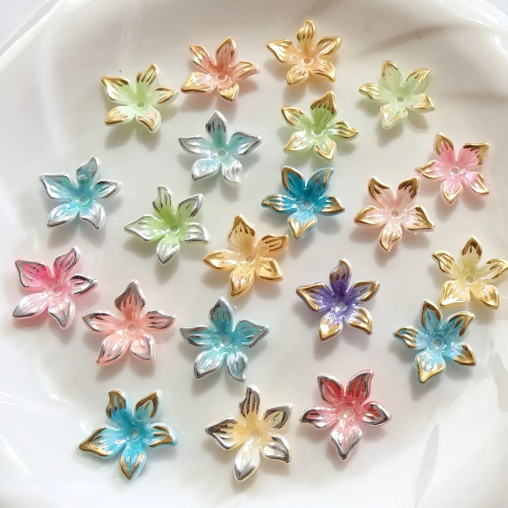 30/50/100Pcs, 20mm, Acrylic, Bicolor, AB Plating, Lily, Transparent, Trumpet, Wreath, DIY, Beads, Loose Beads, Accessories,