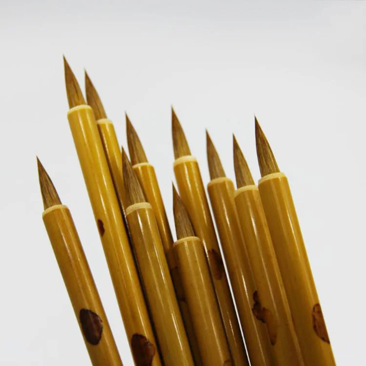 2pcs Chinese Calligraphy Brush Xiao Kai Weasel Hair Lang Hao Chinese Sumi-e Brush Pen Traditional Chinese Study Supplies