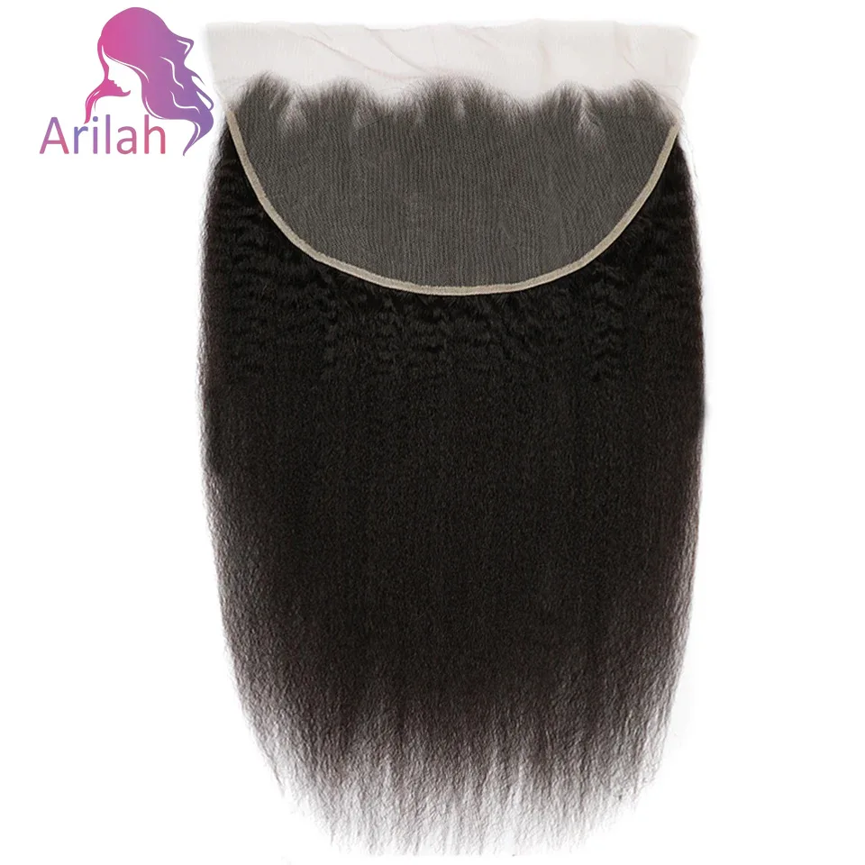 Kinky Straight 13x4 13x6 Human Hair Lace Frontal Full End Natural Color Brazilian Virgin Hair Pre-Plucked