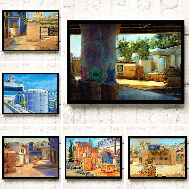 لعبة الدم الساخنة مشهد عالي الوضوح كاونتر سترايك Cs الذهاب الملصقات قماش الطباعة جدار صورة فنية لغرفة المعيشة ديكور المنزل