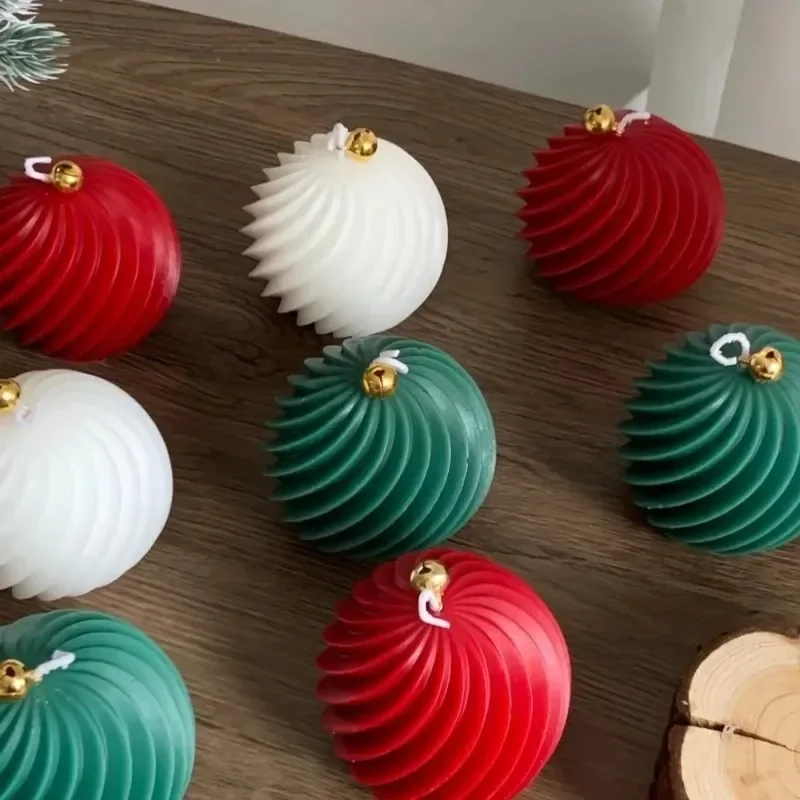2026-Rotate Ball Silicone Candle Mold Golden Bell DIY Resin Plaster Making Kit Handmade Christmas Souvenirs Winter Home Decor