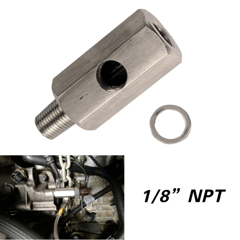 Stainless Steel Reducing 1/8'' NPT Fuel Pressure Sensor Tee To NPT Adapter Turbo Feed Line Gauge T Accessories