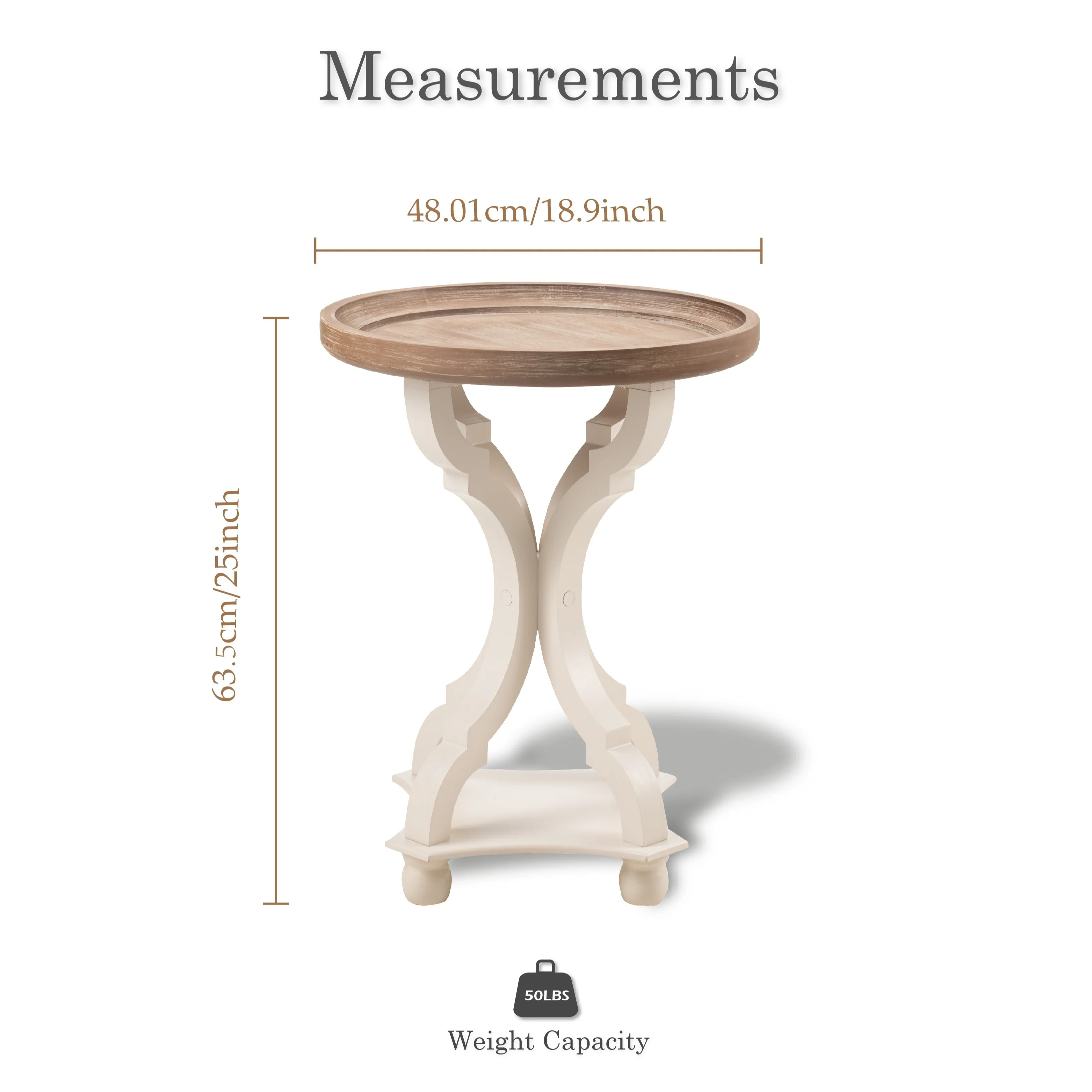 

Rustic Farmhouse Cottagecore Accent End Table with Natural Wood-Like Tray Top - Lightweight Sturdy Wood Construction