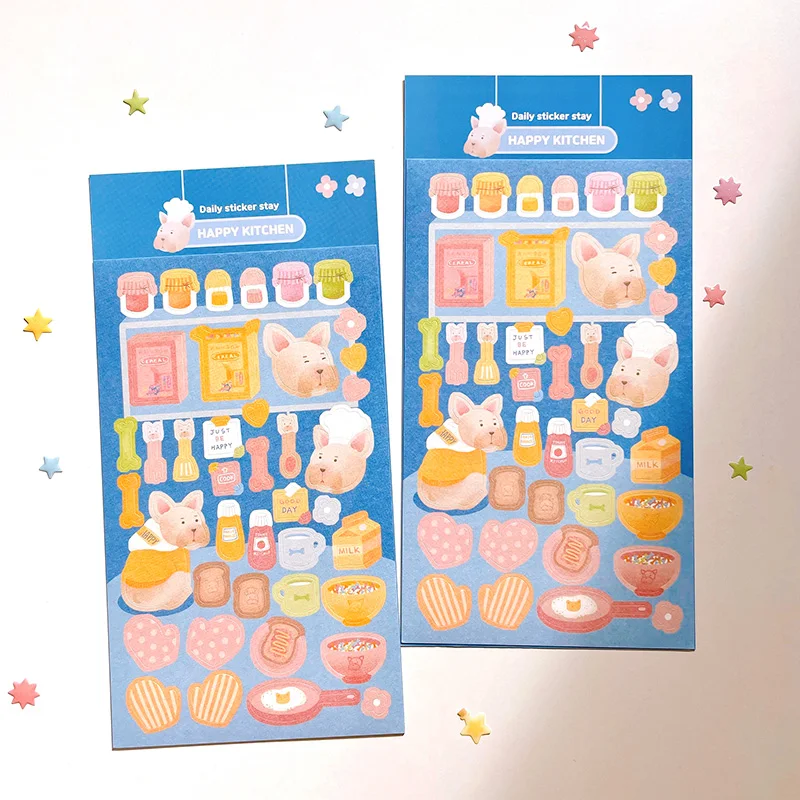 Korea Bonito Happy Kitchen Sticker Cute Bunny Junk Journal Sketch Deco Material Stickers Scrapbooking Craft Supplies stationery