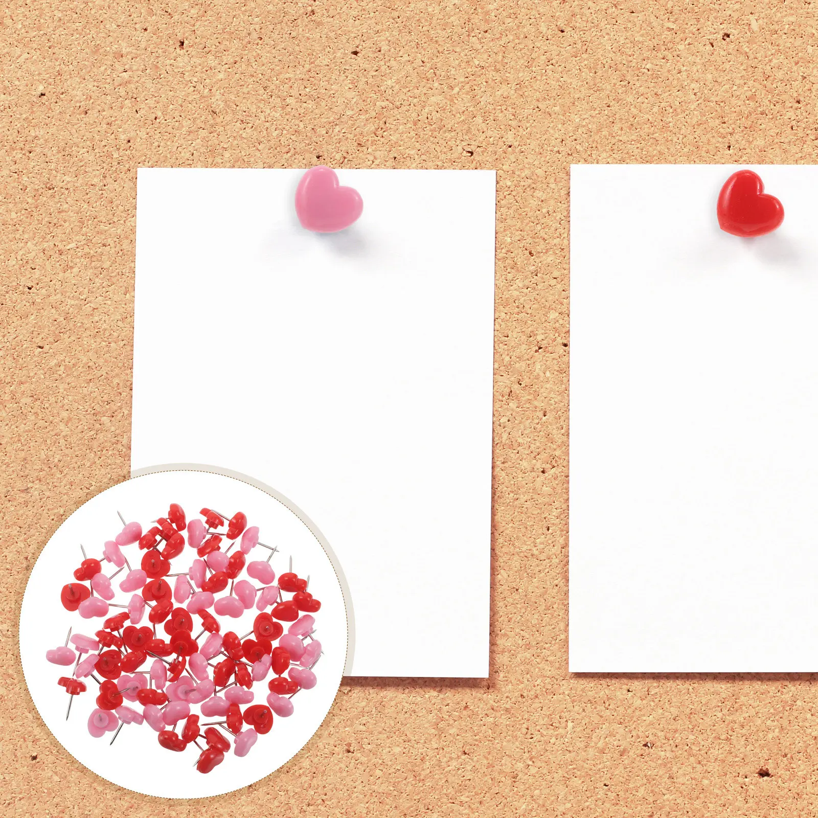 

150Pcs Cute Heart Push Pins Pink Flat Head Decorative Board Pins for Office School Home Bulletin Board Corkboard Display Case