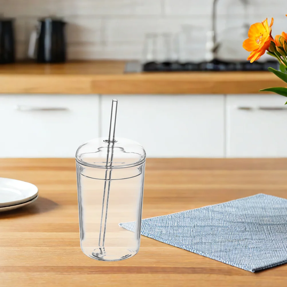 

16.91oz Glass Drinking Cup with Straw Large Capacity Transparent Mug for Juice Tea Coffee Home Hotel Use Premium Material Safe