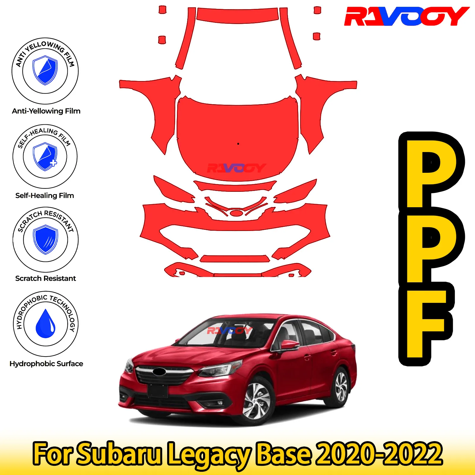 

Для Subaru Legacy Base 2020-2022 глянцевая матовая черная предварительно вырезанная передняя защитная пленка PPF Kit