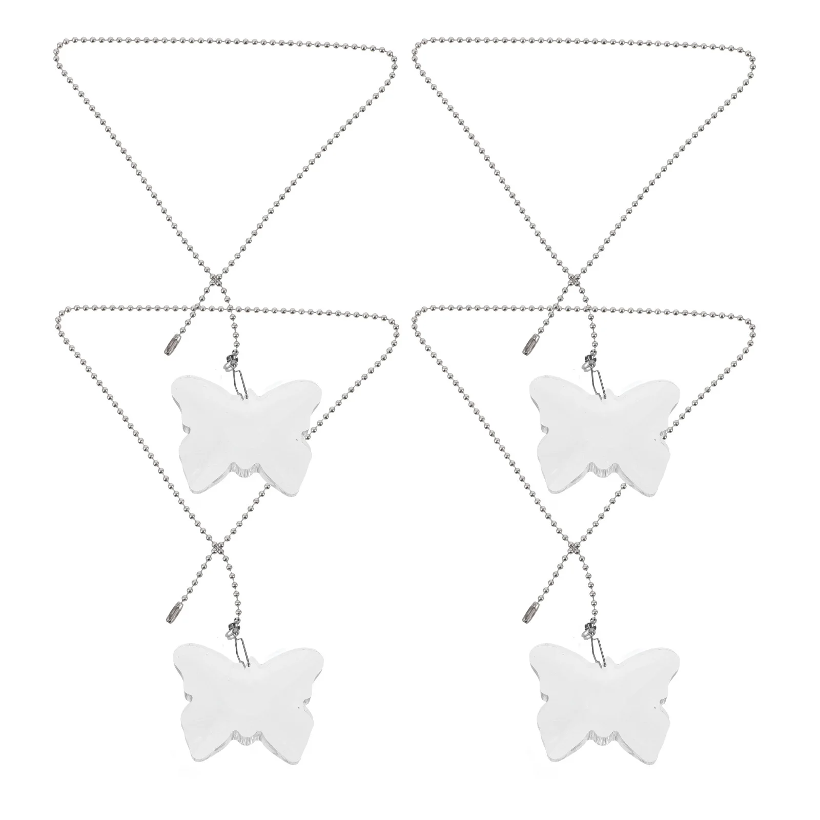 

4Pcs Crystal Ceiling Fan Pull Chain Butterfly Pendant Sun Catcher Decorative Extension for Light Switch Decoration Transparent