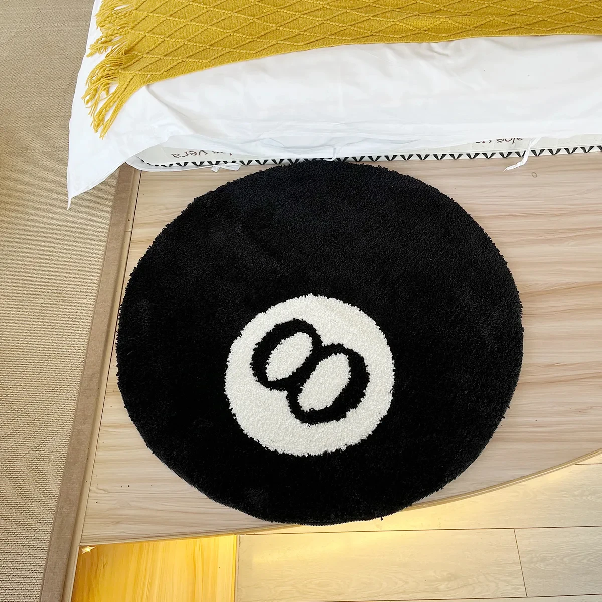 LAKEA 8 Ball Rug Black Round Rug Carpet Non-Slip Flocking Floor Area Rug Bath Mat for Living Room Bathroom Decor Room Home Decor