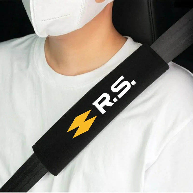 2pcs Car Seat Belt Cover Shoulder Pads Auto Interior Decoration Accessories Case For Renault RS Line Clio Megane Scenic laguna