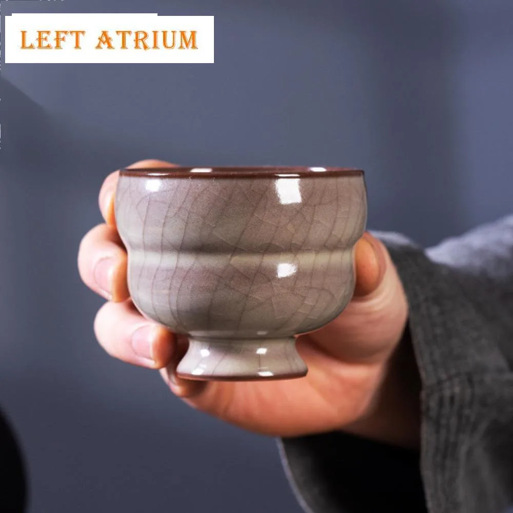 

110ml Handamde Longquan Celadon Teacup Ge Kiln Porcelain Master's Personal Single Cup Gourd Tea Bowl Chazhan Mug Kung Fu Teaset