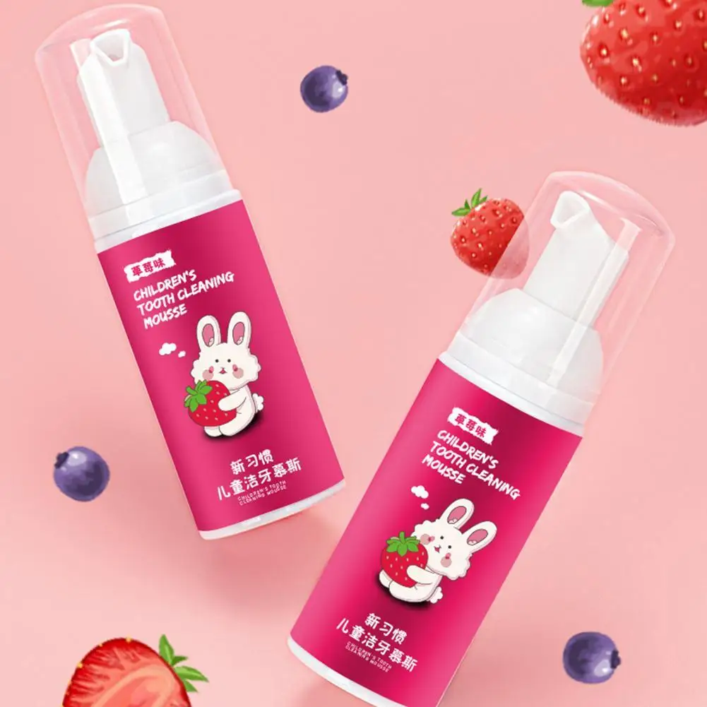 60ml Children's Toothpaste Children Can Swallow Mousse Daily Household Strawberry Toothpaste Orange Necessities Foam L4W3